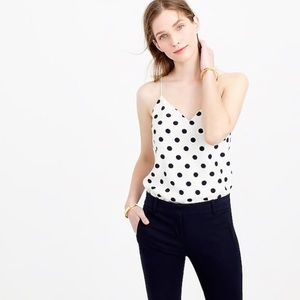 J. Crew silk Carrie cami in polka dot size 10